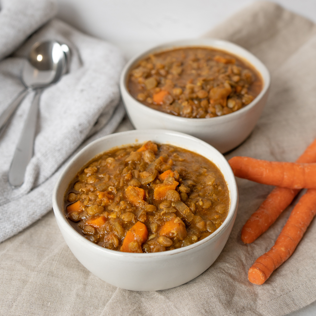 Spiced carrot and lentil soup