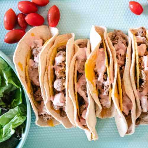 cheesy gordita crunch recipe made with egg tortillas